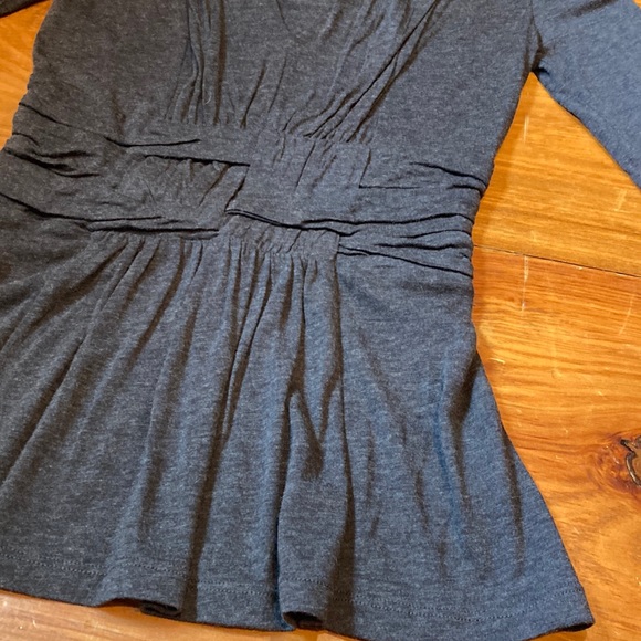 ETT TWA XS Charcoal Wool Give & Gather Top Basketweave Pleats 3/4 Sleeve - Picture 3 of 6